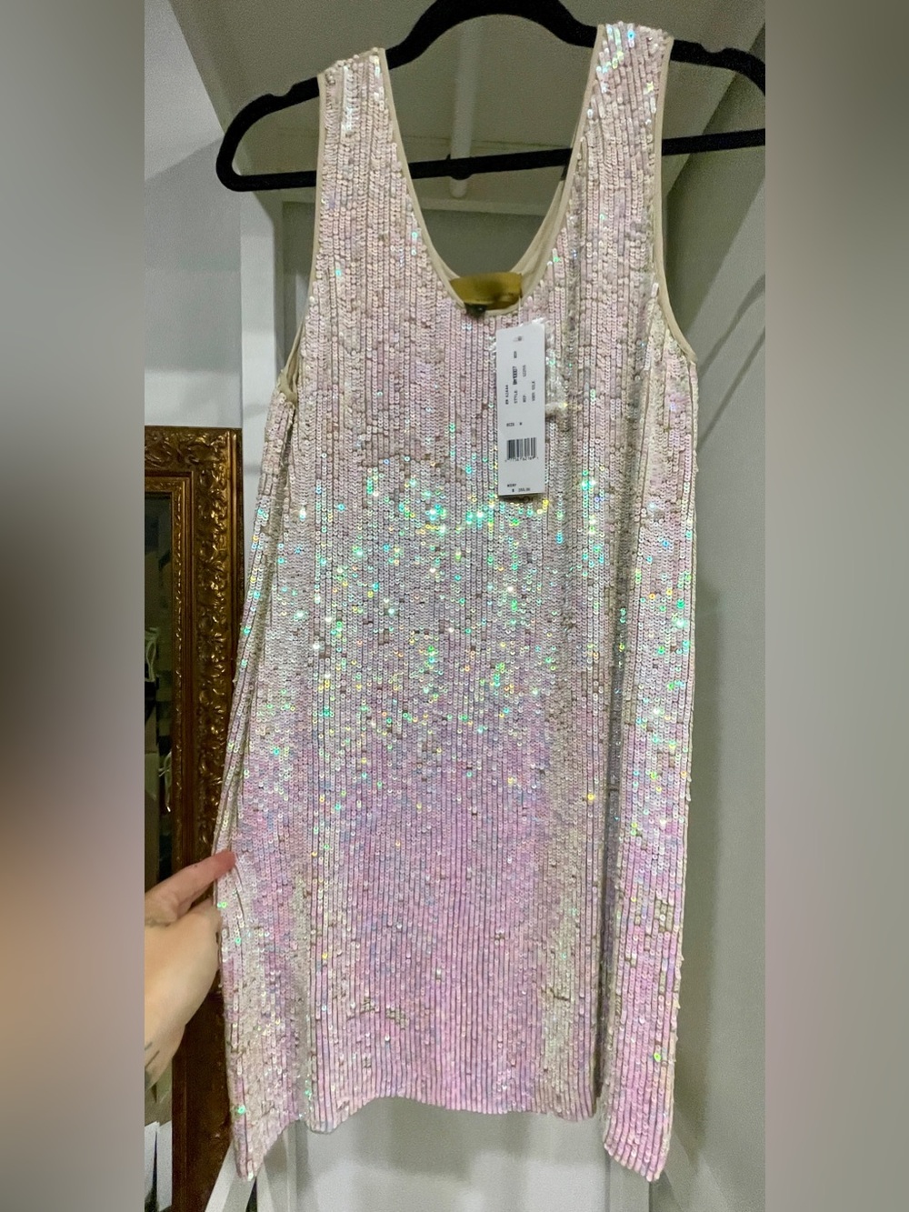 NWT Silk Holographic Sequin Dress, M